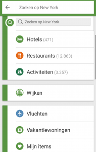 Screenshot Trip Advisor reis app